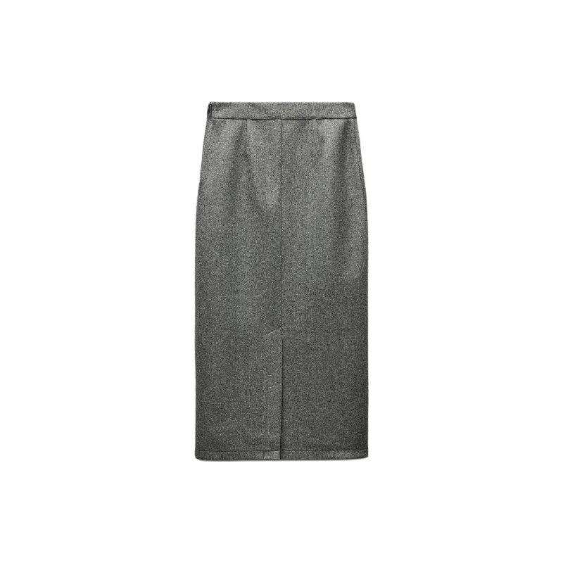 ZARA Casual Long Skirts Women's Gray-1