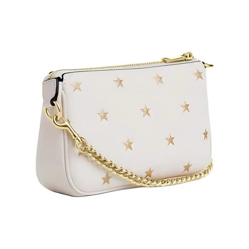 COACH Nolita Cow Leather One Shoulder Handbag Trumpets Women's Chalk White Mixed Color-1
