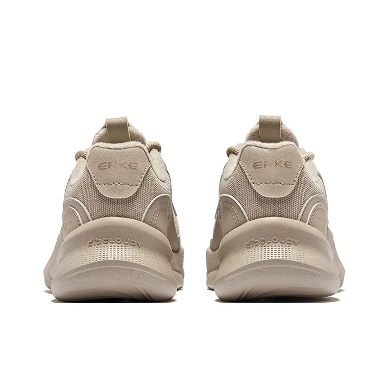 Erke Boundary 2V2 Padded Edition Cushioning Warm Rebound Low Top Casual Shoes Women's Light Linen-3