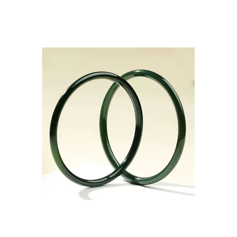 JUNWEN Hetian Jade Bangles Green Jade Women's-1