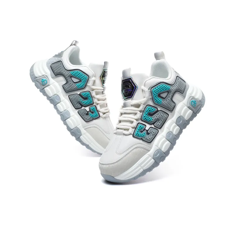 A55 Anti Slip Wear Resistant Mid Top Casual Shoes Men's White Gray-2