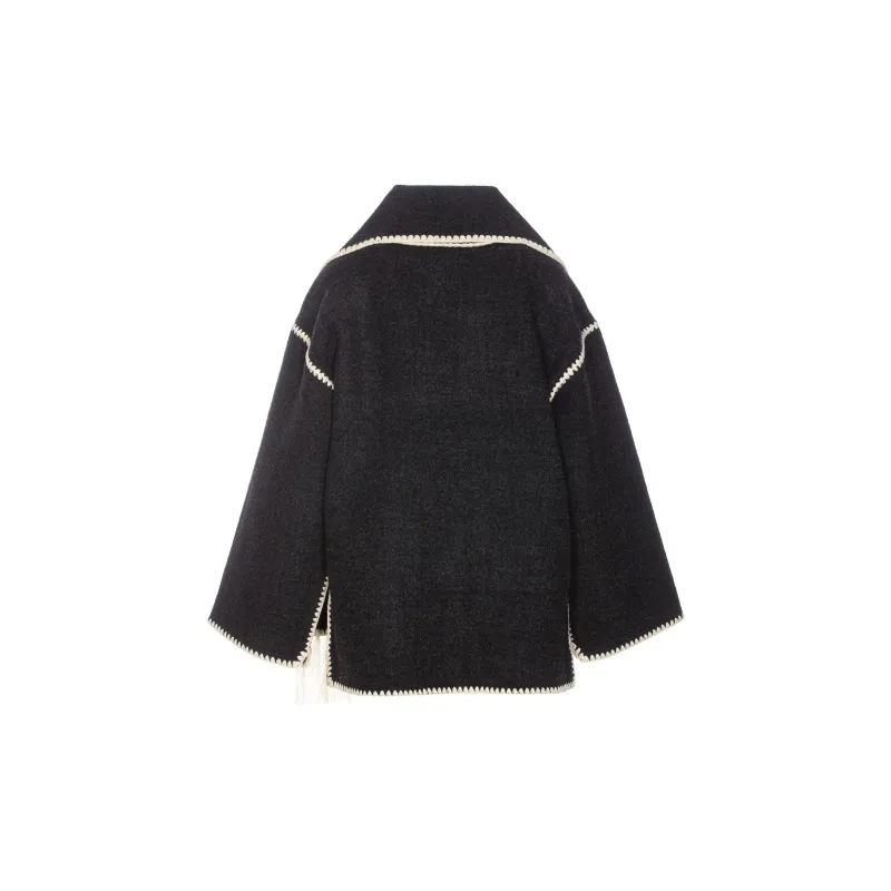 TOTEME Dropped Shoulder Fringed Edge Scarf Jacket-2