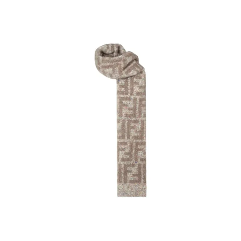 FENDI Mulberry Silk Knit Scarves Unisex Dove Gray-1