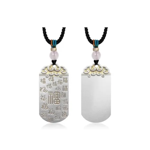 JINLUWANG Sterling Silver Hand Woven Cord Pendant Necklace Set Unisex