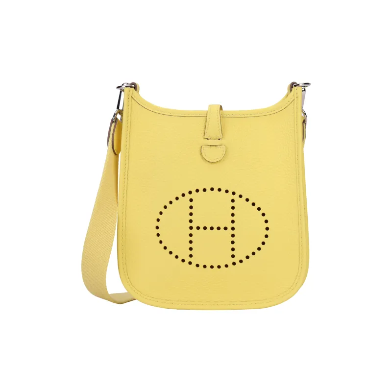 HERMES Evelyne Cow Leather Crossbody Bag Shoulder Bag Women's Lemon Wine Yellow-1