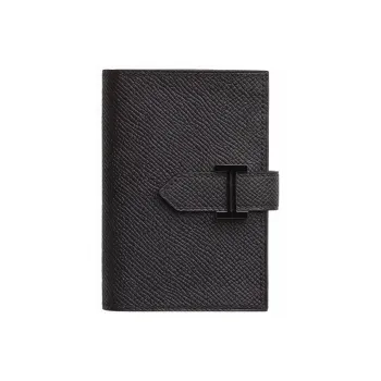 HERMES Bearn Epsom Calfskin Card Holder Men's Black
