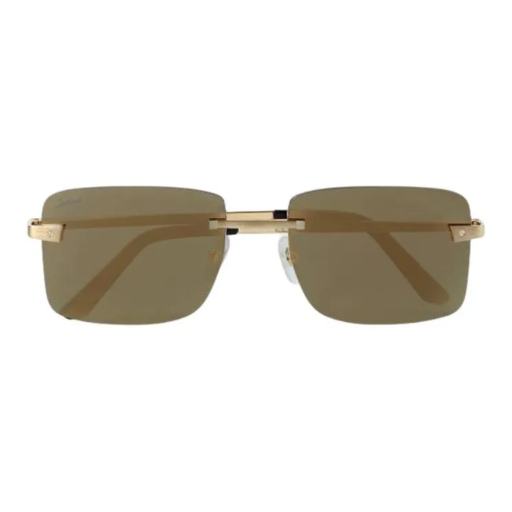 CARTIER Metal Rectangular Sunglasses Men's Gold-1