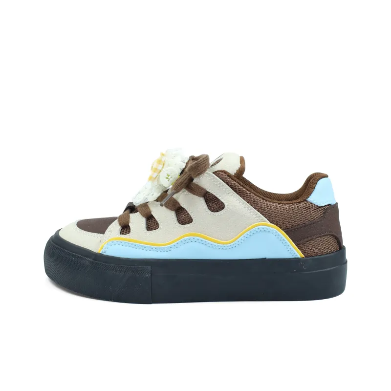 B10CROWN Anti Slip And Wear Resistant Breathable Low Top Skateboard Shoes Women's Sea Salt Milk Coffee-0