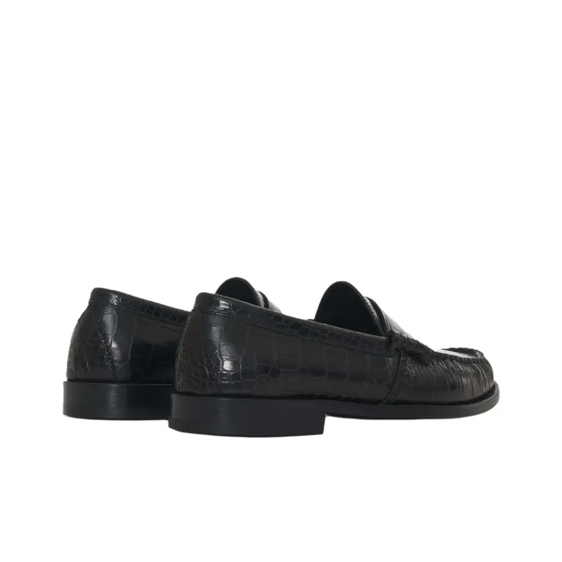 RHUDE Crocodile-effect Leather Loafers-4