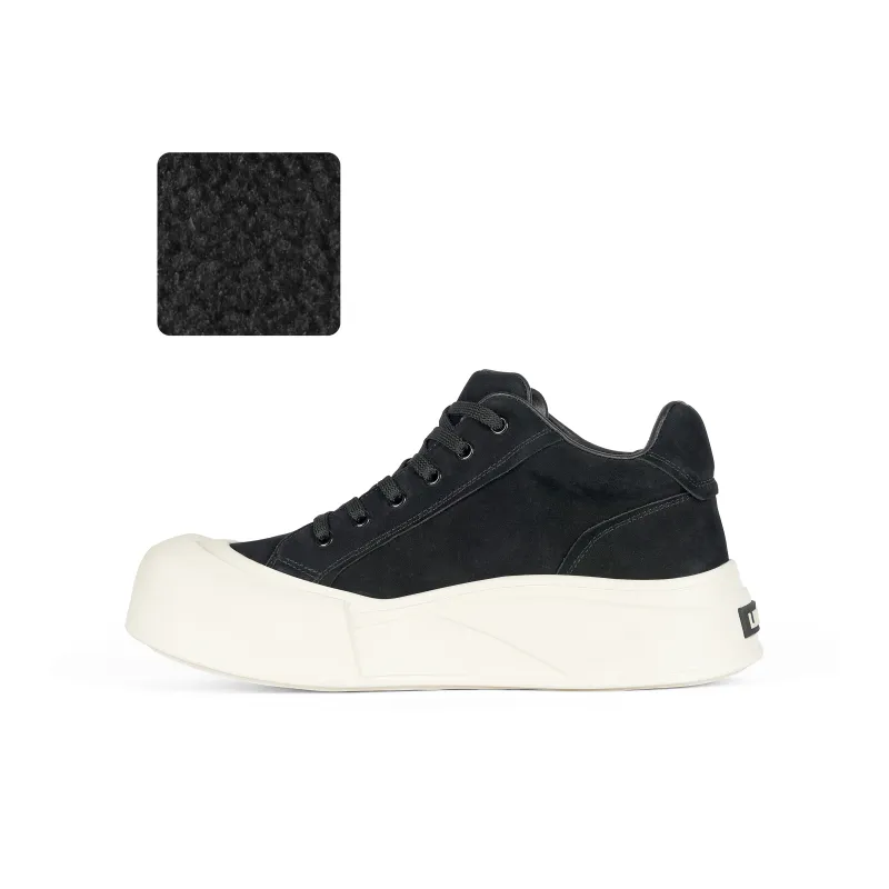 LINGMO LINGMO Lightweight Height Increasing Mid Top Skateboard Shoes Men's Black-18