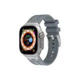 AP Style Metal Clasp Liquid Silicone Strap, Silver Gray