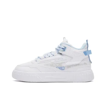 Erke Subjugate Warm And Wear Resistant High Top Skateboard Shoes Women's True White Hydrogen Blue