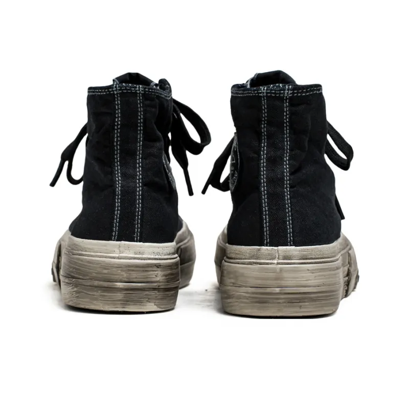 Mengsai Non slip Lightweight Mid Top Canvas Shoes Men's Black-3