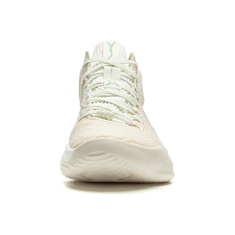 LiNing Charming ULTRA Anti Slip Wear Resistant Mid Top Basketball Shoes Men's Champagne White-4