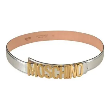 MOSCHINO Logo Lettering Metallic Belt