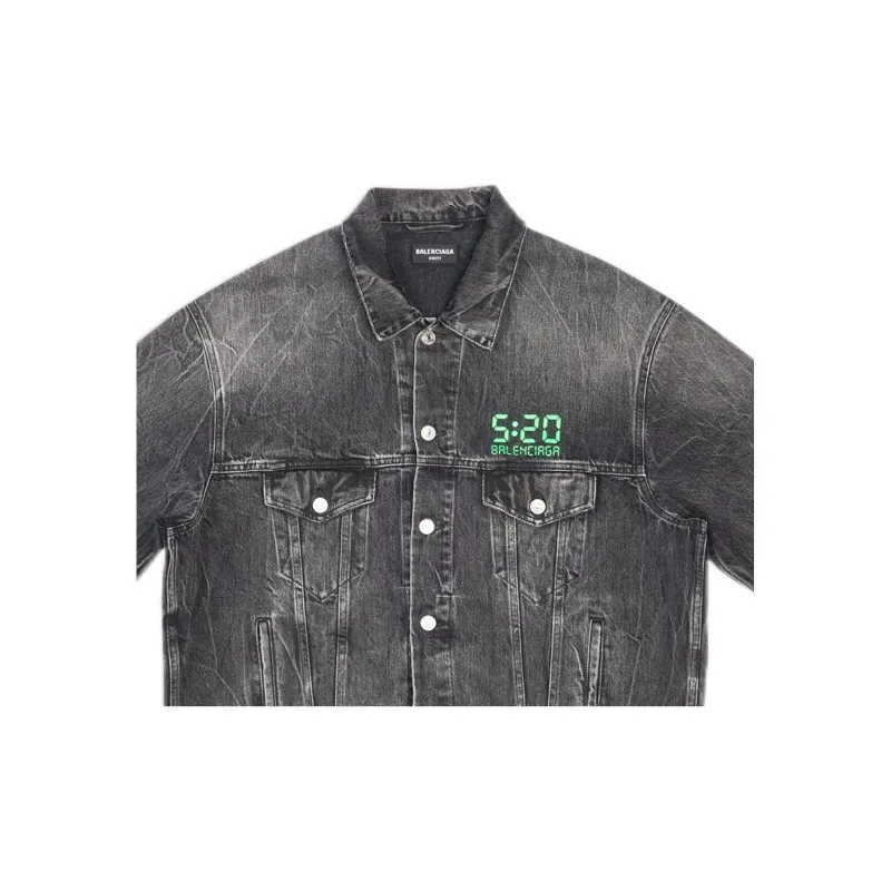 Balenciaga 520 SS22 Denim Jacket Unisex Black Gray-5