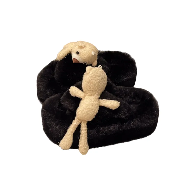 Meter Cute Cartoon Platform Fuzzy Slippers For Women's Fall And Winter Home Comfortable Platform Cotton Slipper-2