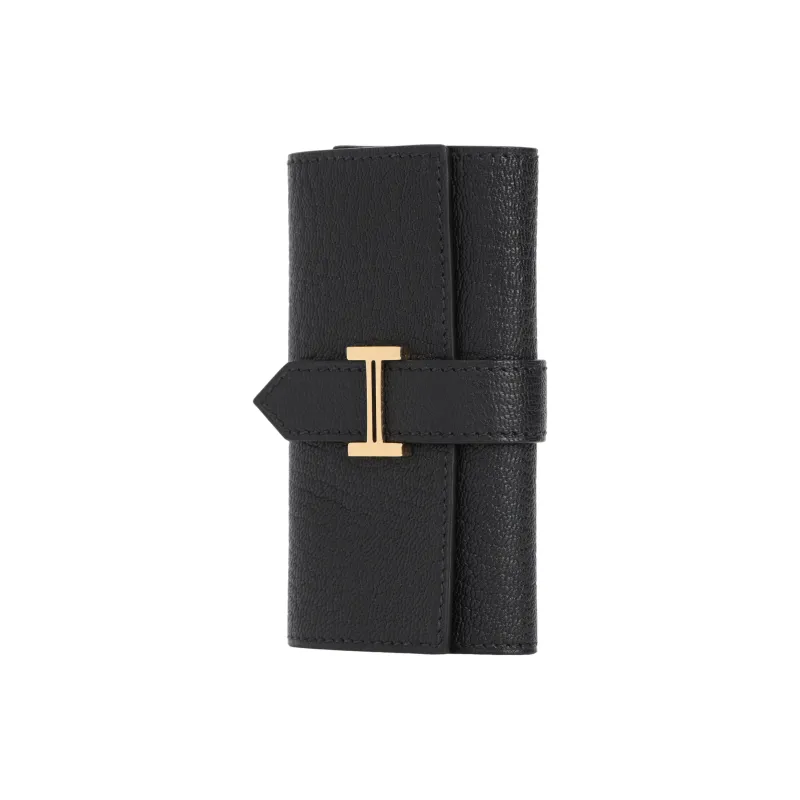 HERMES Bearn Mysore Goat Skin Key Pouch Unisex 89 Noir Black-2