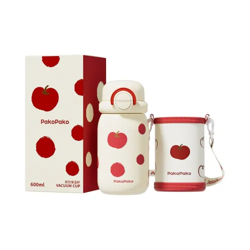 PAKOPAKO Kids Straw Insulated Cup 316 Stainless Steel Popular Apple Color 600ml Large Capacity