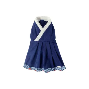 UFBemo Pet Apparel Double Collar Hanfu Scholar Blue/Lady Pink