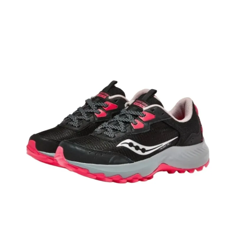 Saucony AURA TR Anti Slip Wear Resistant Low Top Casual Running Shoes Women's Black Gray Red-2