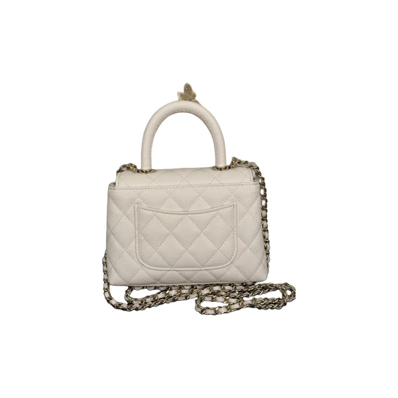CHANEL Grain Cow Leather Shoulder Bag, Crossbody Bag, Handbag Women's White-2