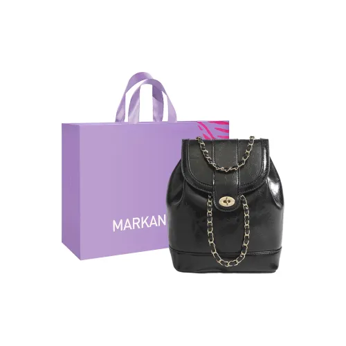 MARKANGARO Synthetic Leather Backpack Medium Size Women's Brown/Ecru/Silver/Black & Gold/Black & Silver/White & Black