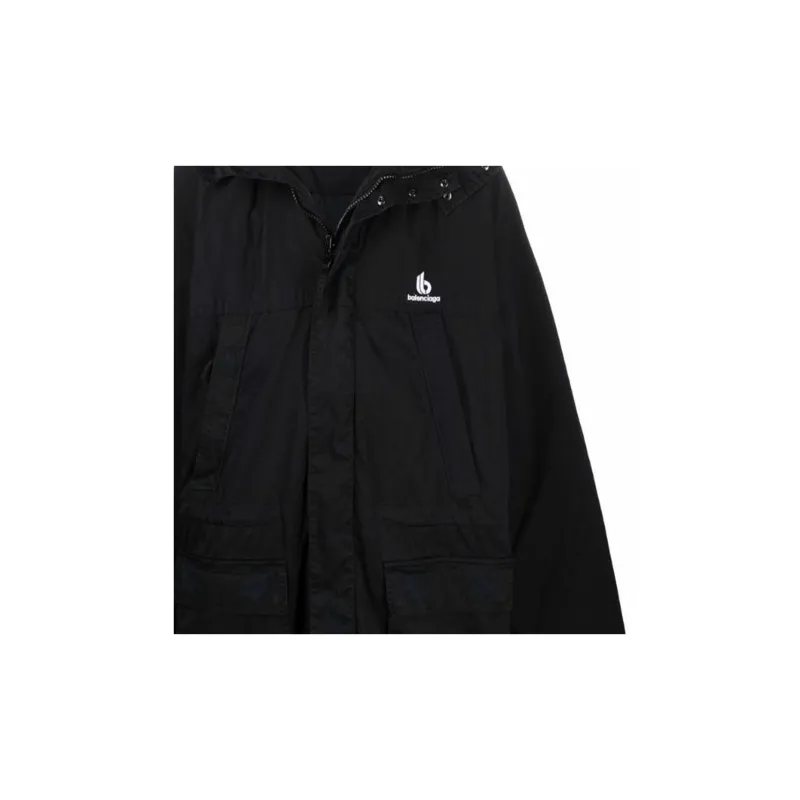 Balenciaga Parka Coats Men's Black-4