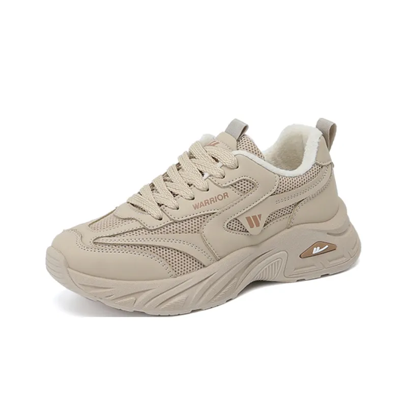 Warrior Warm Cushioning Coverage Height Increasing Wear Resistant Slip Resistant Low Top Chunky Sneakers Unisex Khaki-2