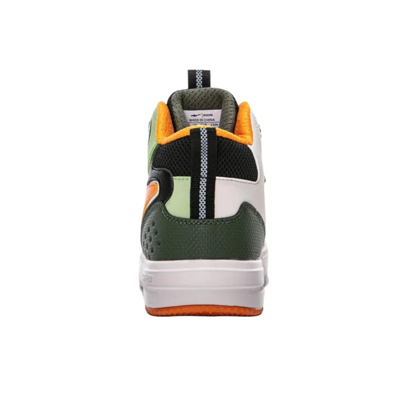 ERKE KIDS Anti-Slip Wear-Resistant High-Top Kids' Skateboarding Shoes Black Green Teenagers-2