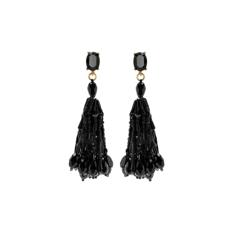 Oscar De La Renta Beaded Tassel Clip-on Earrings-1