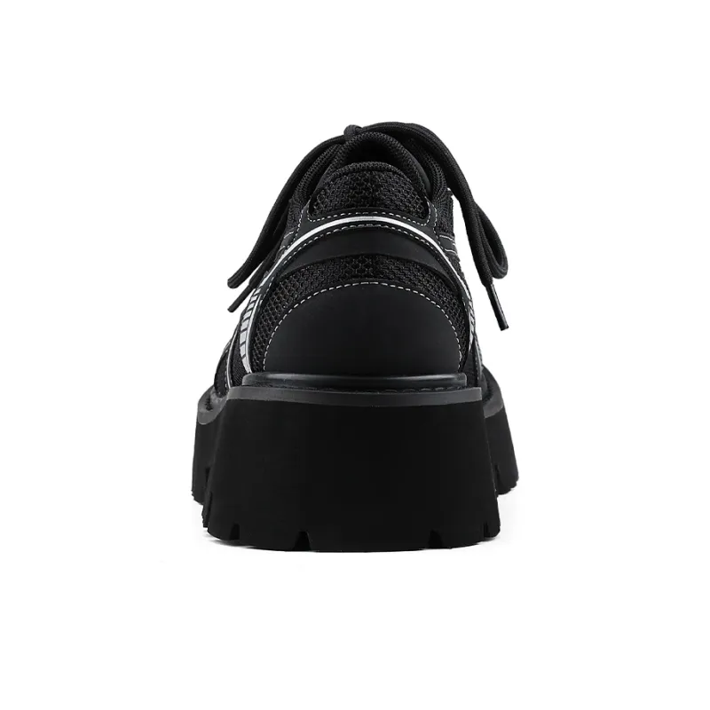 HANQIAORIJI Future Series Height Increasing Low Top Casual Shoes Unisex Black-5