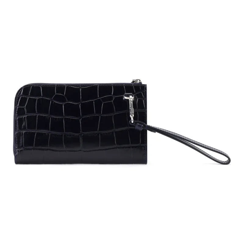 MONTBLANC Calfskin Clutch Small Size Men's Blue-6