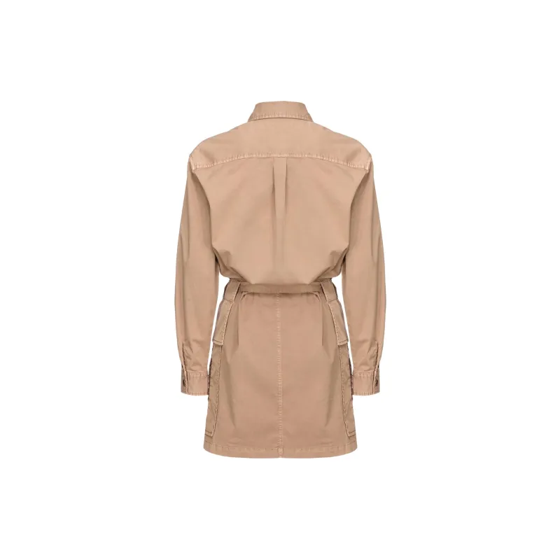 PINKO Old Wash Utility Dress Long Sleeved Dress Women's Beige-1