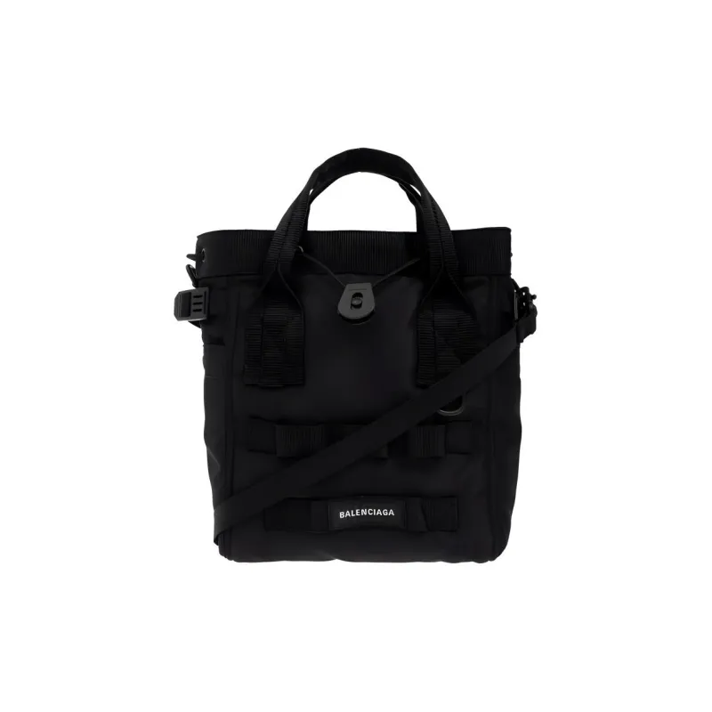 Balenciaga Polyester Handbag Crossbody Bag Shoulder Bag Large Size Women's Black-4