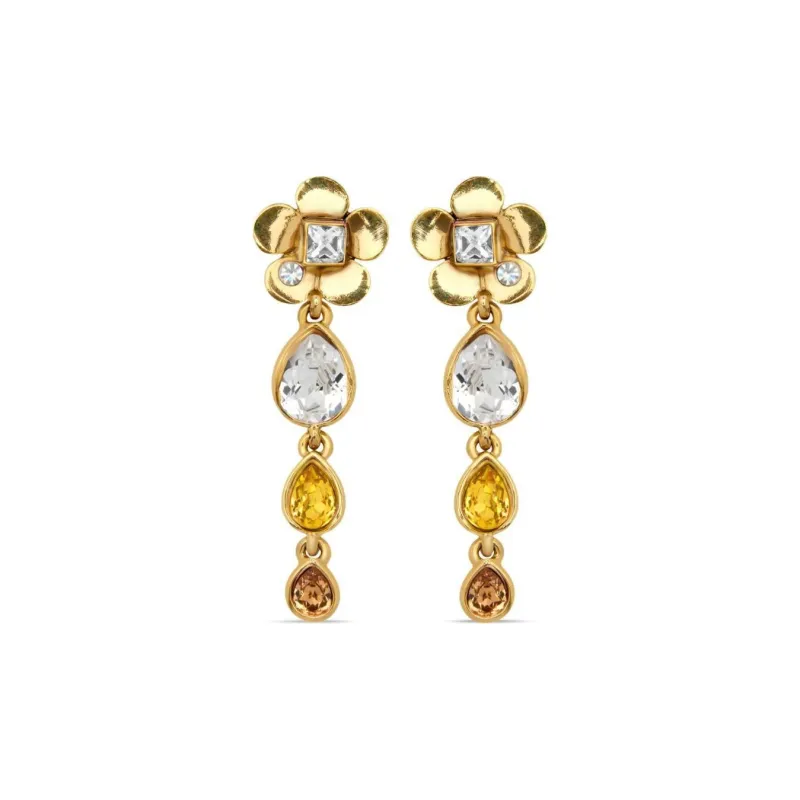 Oscar De La Renta Flower Teardrop Clip on Earrings-0
