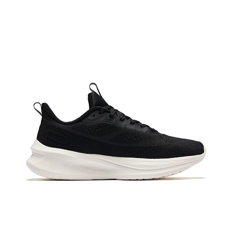 Erke Cushioning Wear Resistant Low Top Running Shoes Men's Jet Black Microcrystal White-1
