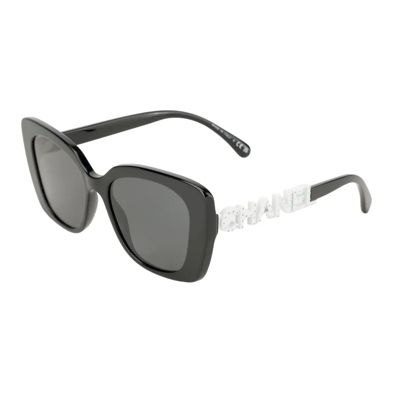 CHANEL Plate Frame Injection Molding Square Sunglasses Unisex Black-0