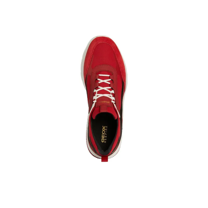 GEOX Spherica Actif Anti-Slip Wear-Resistant Low-Top Casual Shoes Men's Red Black-4