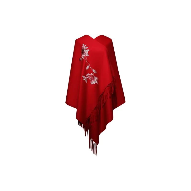 MERRIDARNO Wool Shawls Women's Red-1