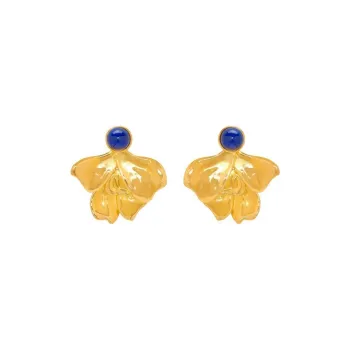 Oscar De La Renta Cabochon Petal Clip on Earrings
