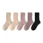 Khaki+Light Pink+Light Purple+Dark Purple+Black[5 Pack, Thickened Thermal Plush Socks]
