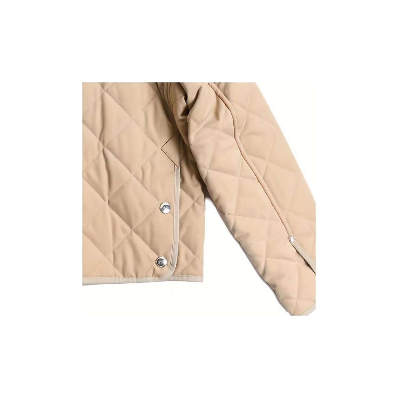 Burberry Check Wool Blend Quilted Jacket 'Soft Fawn' M