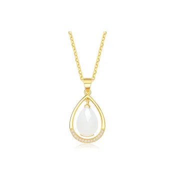 Cuiya Golden Building Hetian Jade Necklaces Pale Greenish White Jade Women's