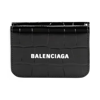 Balenciaga Cash Cow Leather Wallet Mini Unisex Black