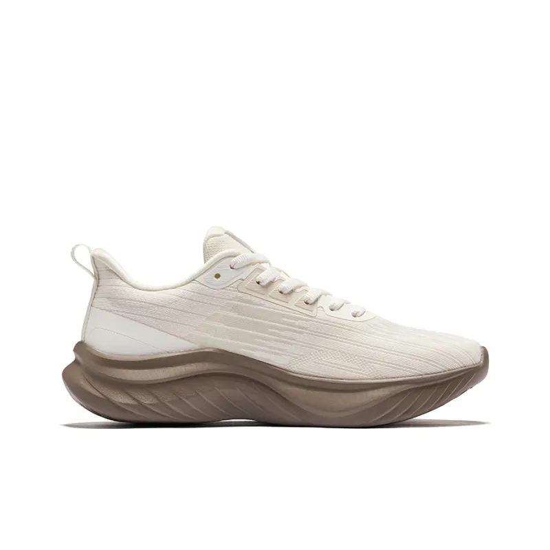 Erke Cushioning Wear-Resistant Low-Top Casual Running Shoes Women's Beige Brown-1