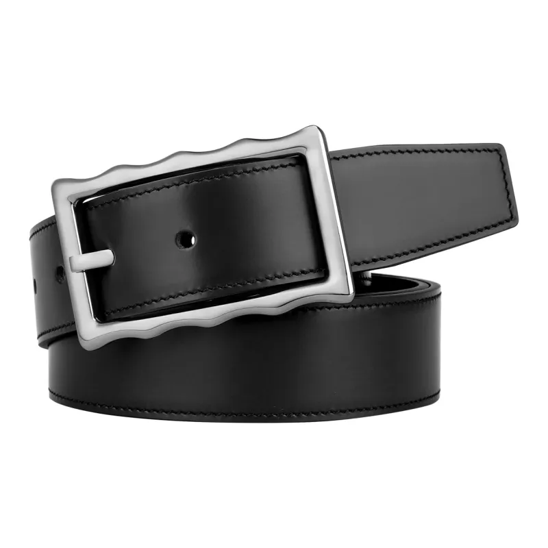 CATELLES Top Grain Cow Leather Leather Belts Men's Silver Buckle Black/Gold Tone Lock Coffee Width  3.5cm-3