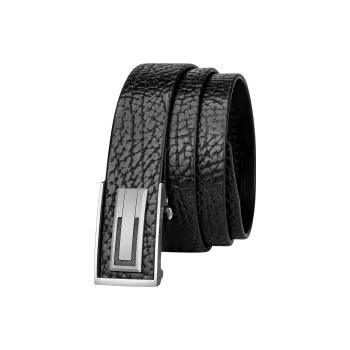 CATELLES Top Grain Cow Leather Leather Belts Men's Silver Buckle Black/Gold Tone Lock Black 3.8cm
