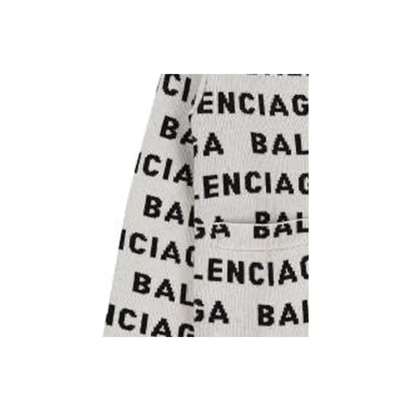 Balenciaga All Over Logo Intarsia Buttoned Cardigan-8