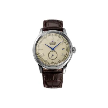 ORIENT Automatic/Manual Mechanical Movement Leather Strap Watch 38.4mm Men's Watches Yellow Watch Dial